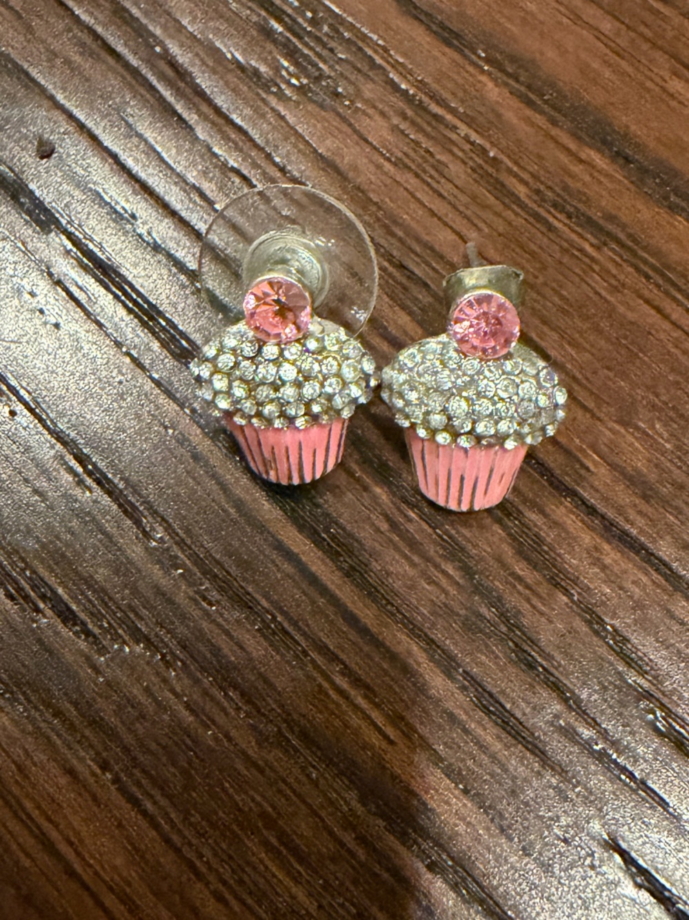 Justice Pink & Clear Cupcake Stud Earrings